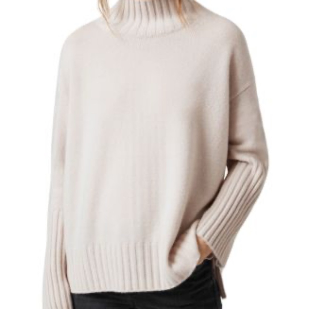 All Saints Cream Turtleneck Sweater